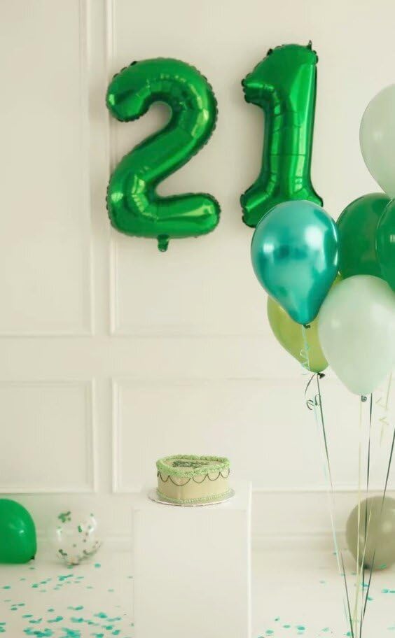 Green 40 Inch 10 100 Number Balloons, 10 100 Decorations for 10 100 Birthday, Foil Giant Birthday Graduations Anniversary Party Balloons