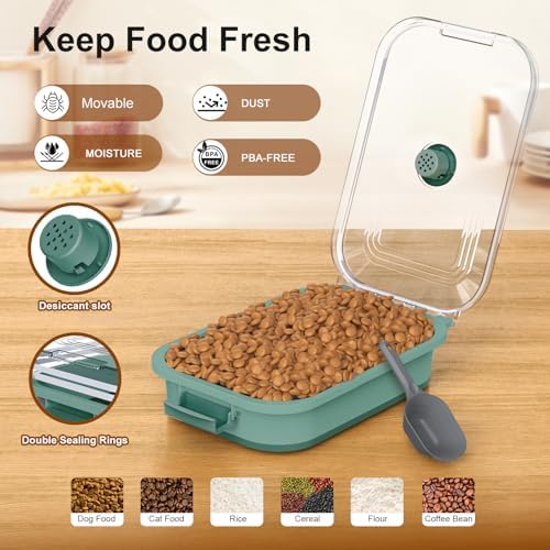 Dog Food Storage Container, 15-23 Lbs Collapsible Dog Food Container with Transparent Airtight Lid, Wheels and Scoop, Travel Pet Food Storage Container for Cat, Dog and Bird, Keep Dry Food Fresh - Image 5