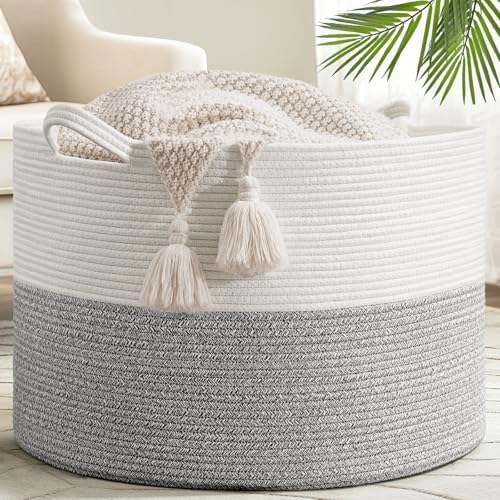 Goodpick Extra Large Woven Blanket Basket Living Room, Toy Bin,115L by Goodpick