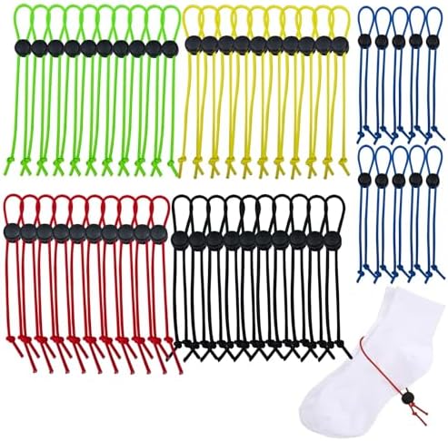 Huakaile 50 Pieces 5 Colors Sock Clips for Laundry Washing Machine and Dryer Washer, Elastic Laundry Loop Holder Stocking Tie Paired Socks Organizer by Huakaile