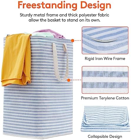 Lifewit 80L Large Laundry Baskets, Laundry Hampers Bags, 2 Pack, Blue - Image 2