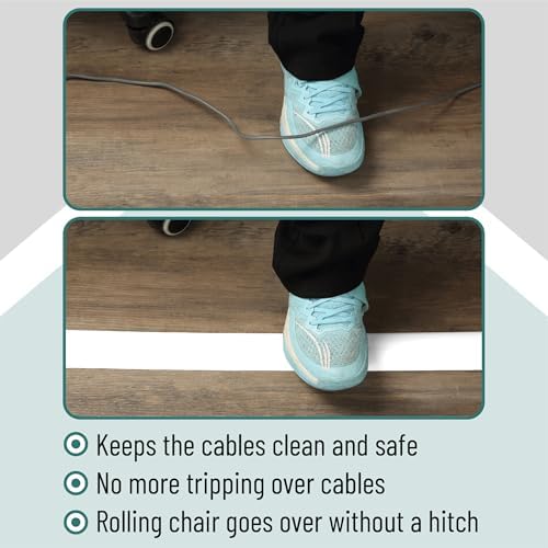Bates- Floor Cord Cover, 6ft, Cable Cavity 0.6" (W) x 0.31" (H), Heavy Duty Wire Protector, PVC Extension Cords Hider, Protect Cords, Prevent Cable Trips, Cord Hider for Office, Home, Outdoor - Image 6