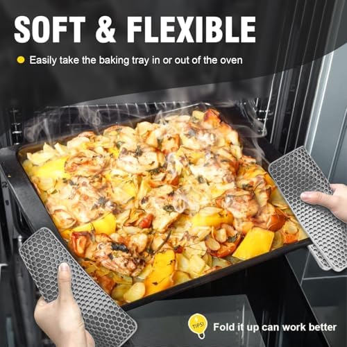 Walfos Silicone Trivet Mats - 4 Heat Resistant Pot Holders, Multipurpose Non-Slip Hot Pads for Kitchen Potholders, Hot Dishers, Jar Opener, Spoon Holder, Food Grade Silicone & BPA Free (Nordic Grey) - Image 5