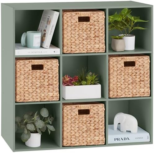 Best Choice Products Kids Bookcase 9-Cube Storage Organizer, 11in Shelf Opening, Bookshelf, Toy Storage, Customizable w/ 3 Removable Back Panels – Sage by BestChoiceProducts
