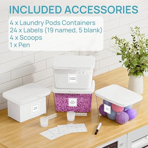 Vtopmart 4 Pack Laundry Pods & Detergent Container, Dryer Sheet Holder - Image 3