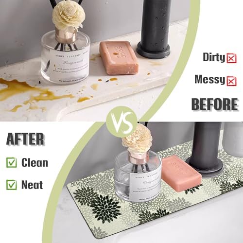 Sink Faucet Absorbing Mat, 2 Pack Drying Mat Around Faucet Sink Splash Guard Behind Faucet Sinkmat For Kitchen Bathroom Island Rv 15 * 5.5 Inch (38 * 14 cm) - Image 5