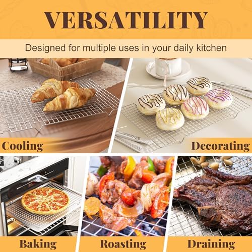 2 PCS Grid Wire Baking Cooling Racks, 11.65" x 16.85", Silver - Image 6