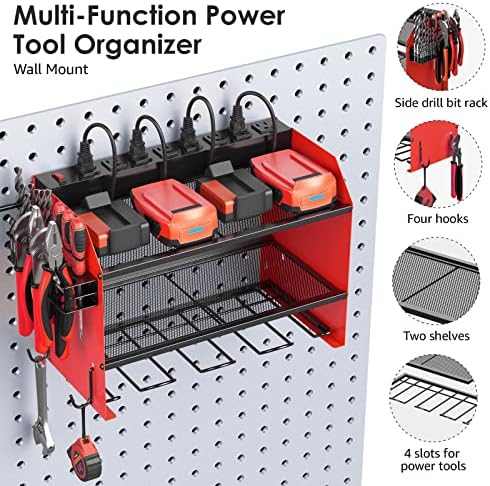 CCCEI Wall Mount Modular Tool Charging Organizer, Red, 1 Pack, 3 Tier. - Image 5