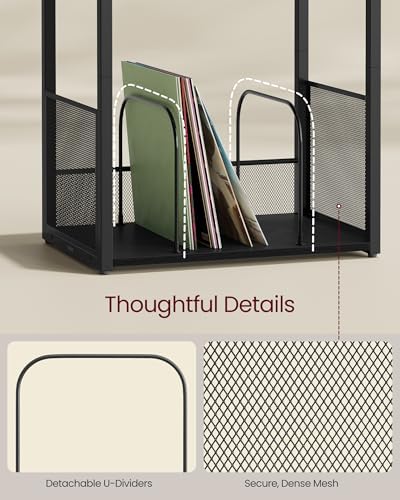 VASAGLE 3-Tier Record Player Stand, Vinyl Record Storage up to 100 Albums - Image 5
