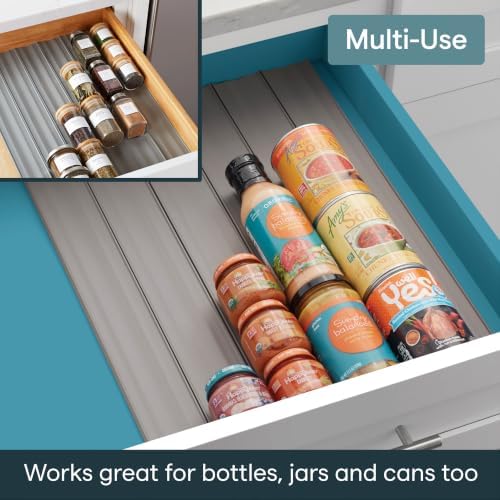YouCopia SpiceLiner Spice Rack Drawer Organizer (Universal Fit 10’ Roll),Gray - Image 6
