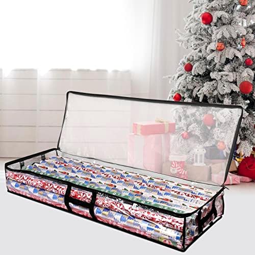 ProPik Wrapping Paper Box | Underbed Gift Wrap Storage & Organizer | 41”x14”x6” Fits 18-24 Rolls Up to 40” Long Roll | Holder for Ribbon, Bows and Accessories 2 Pack (Black) - Image 6