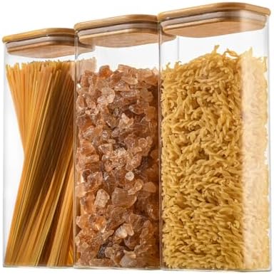 D2scrma 71oz/2.2Qt Rectangle Glass Storage Containers with Lids 3-Pack by Delicatedtoservicecustomer