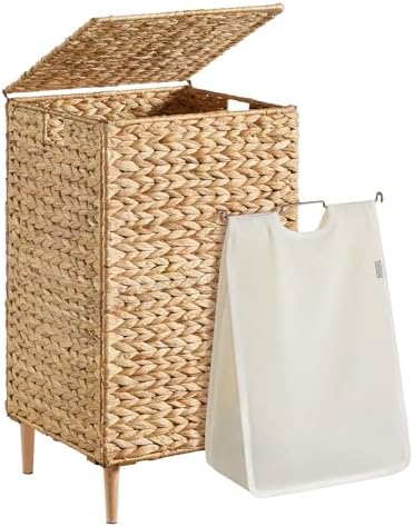 SONGMICS Laundry Hamper With Lid, 95 L Wicker Handwoven Water Hyacinth by SONGMICSbySONGMICSHOME