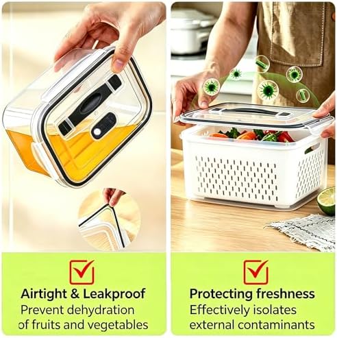 5 Pack Fruit Storage Containers for Fridge, Plastic Food Storage Container - Image 3