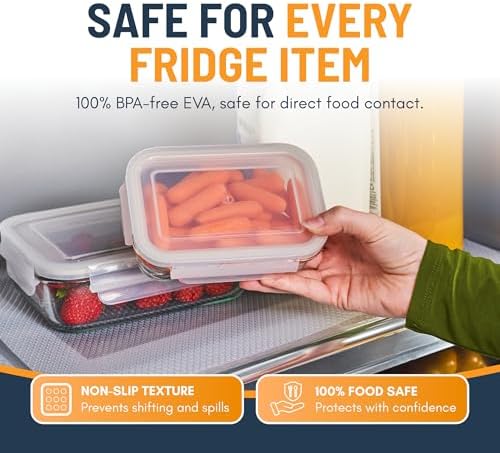 Refrigerator Liners for Shelves (8 Pack) by Linda’s Essentials - Non-Adhesive Drawer and Shelf Liner, BPA-Free Fridge Mats for Kitchen & Cabinets, Easy to Clean, Ideal Household Essentials (Clear) - Image 4