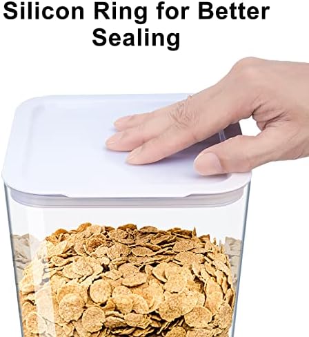 Cereal Dispenser Countertop, 5.5 Qt Cereal Containers Storage, Organization and Storage Containers for Kitchen, Snack Dispenser for Rice, Grains, Dry Food, Oatmeal, Pet food, White, 3Pc - Image 4
