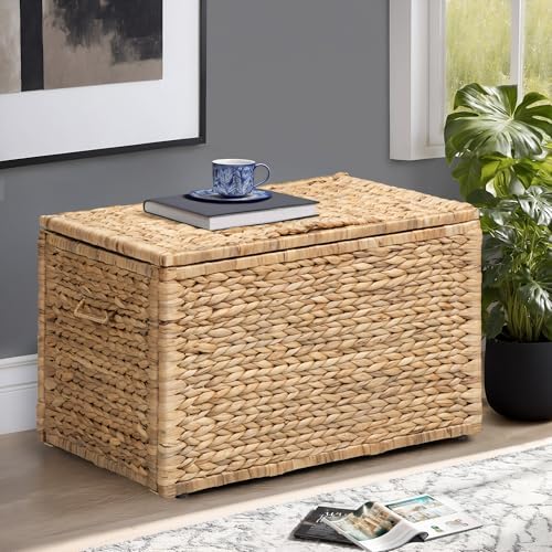 eHemco Storage Trunk with Metal Frame, Natural, 23.3 by 16.5 by 15.2 Inches - Image 2