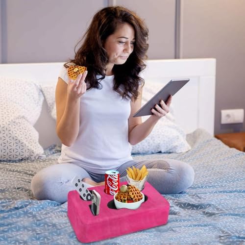 Couch Bed Cup Holder Pillow, Nisdoing 5 Hole Couch Drink Holder! Keep Drinks Hand Side and KeepTemp, Prevent Spills and Use Anywhere. Cup Holder for Couch, Bed,Camping,RV,Car,Beach.Pink - Image 3