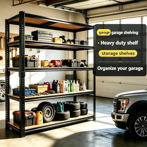 5-Tier Garage Storage Shelving, 72"x40"x20" Heavy Duty Metal Shelf Rack - Image 4