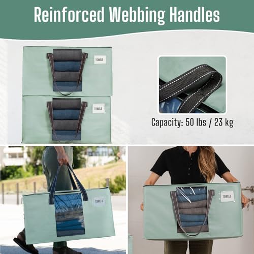 VENO Moving Bags, Wide Open Top, Clear Window, Light Green, 6 Pack - Image 4