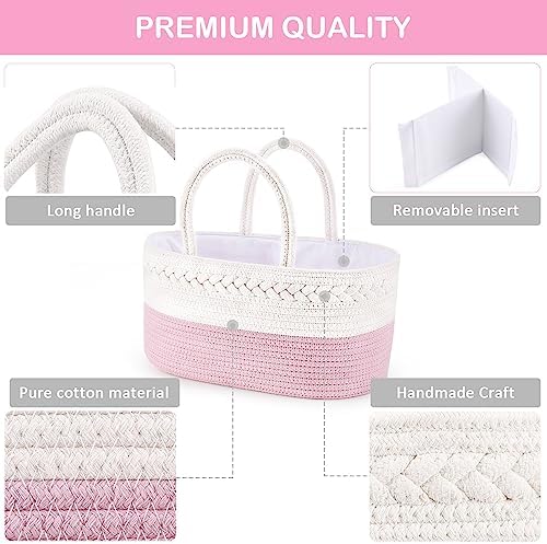 ABenkle Baby Diaper Caddy Organizer, Cotton Rope Nursery Storage Basket - Image 2