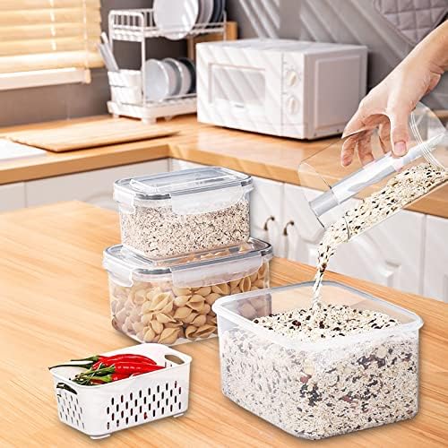 4 Pack Large Fridge Food Storage Container Set with Lids with Strainer, Fruit Vegetable Storage Containers Keep Fruits, Vegetables, Berry, Meat Fresh longer , BPA-Free Plastic Produce Keepers - Image 5