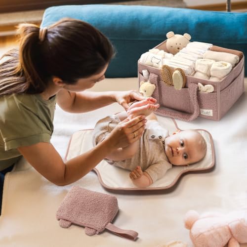 PeraBella Baby Diaper Caddy Organizer, Nursery Storage Baby Basket 3Pcs Set - Image 6