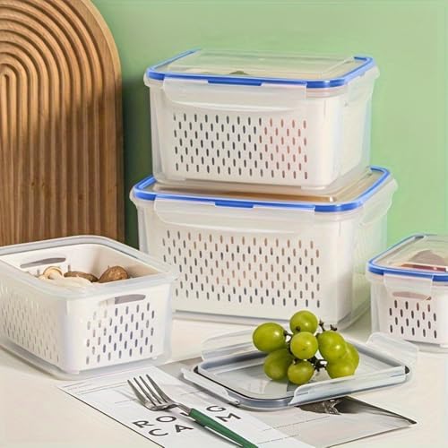 Produce Storage Set – 2 Containers w/ Colander Baskets for Fruits/Veggies - Image 5