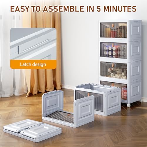 Wise Oannes Closet Organizers and storage with Wheels, 23QT Grey - Image 3