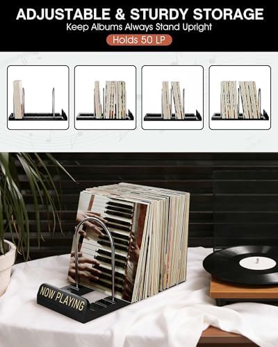 BS-VOG Now Playing Vinyl Record Holder Storage Fits 50 LPs, Gift Package - Image 4