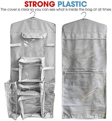 ProPik Hanging Double Sided Christmas Gift Wrapping Paper Storage Organizer With Multiple Pockets Organize Your Gift Wrap, Gift Bags Bows Ribbons 40"X17" Fits 40 Inch Rolls Clear PVC Bag 1 Unit (Grey) - Image 2
