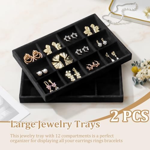 Large Velvet Jewelry Tray Display Drawer Inserts 2 Pack - Image 2