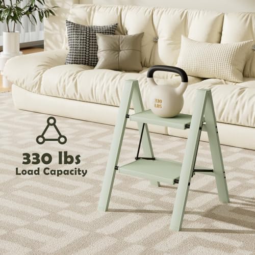 Taranta 2 Step Stool Foldable,Aluminum Step Ladder-FairylandGreen - Image 5