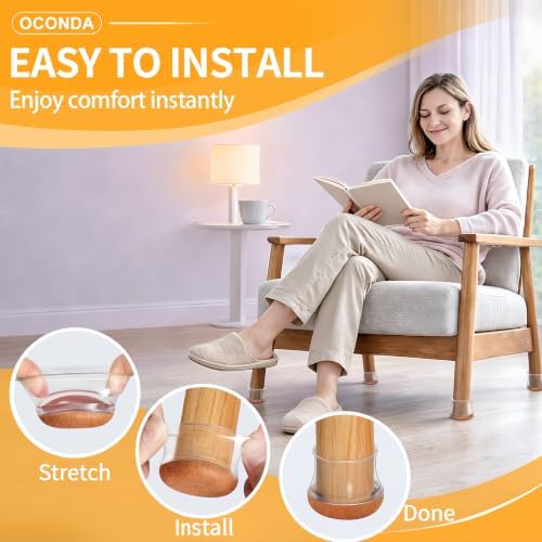 OCONDA 24 PCS Chair Leg Floor Protectors Clear, Extra Small, 1/2''-3/4'' - Image 4