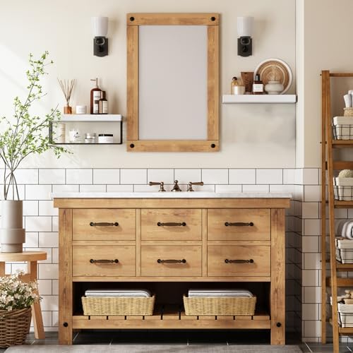 QEEIG Bathroom Shelves Over Toilet Wall (White and Black, Set of 2, 15.7") - Image 6