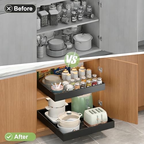 2-Pack-Expandable-Pull-Out-Cabinet-Organizers, No Drill Slide Out Drawers - Image 6