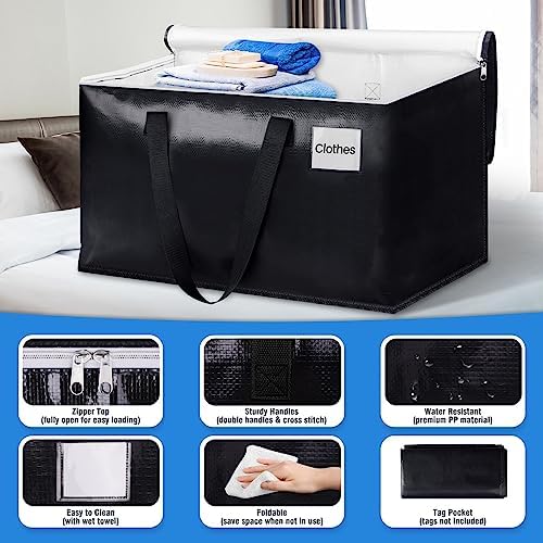Heavy Duty Moving Bags, Extra Large Storage Bags, 76L, 10-Pack, Black - Image 4