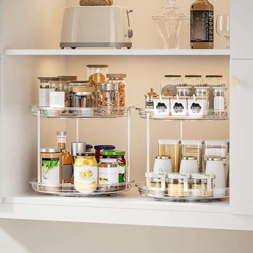 LAMU 2 Tier Lazy Susan Turntable Organizer for Cabinet, 9'' Rotating Spice Rack for Kitchen, Pantry, Countertop, Bathroom, Vanity, Under Sink, Medicine Cabinet Organizer, 3 Pack - Image 6