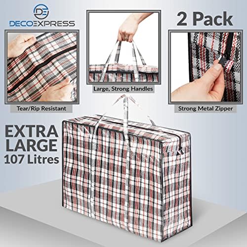 2 Pack Heavy Duty Moving Bags with Strong Zipper & Carrying Handles, 107L/ 28 gal Large Durable Clothes Storage Totes, 88 lbs Packing Moving Boxes, Closet Organizers and Storage (29.9x23.2x29.4 IN) - Image 5