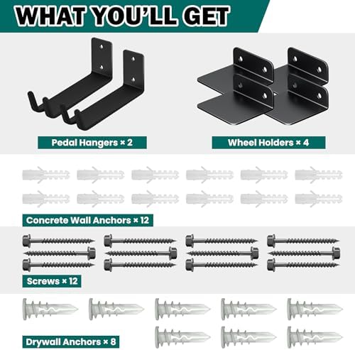 EVERHANGER Wall Mount Bike Pedal Hanger, Heavy-duty Garage Bike Rack - Image 3