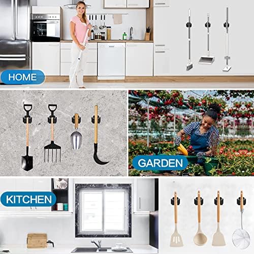 JAMEND CLXP 3PCS Broom and Mop Holder, Heavy Duty Garden Tool Organizer Rack Rake and Shovel Handle, Stainless Steel Mop Hanger. Wall Mounted Utility Rack with Screws, Matte Black - Image 7