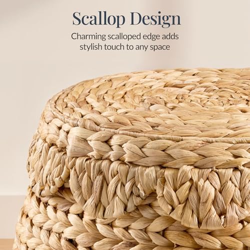 Best Choice Products Scalloped Multipurpose Hyacinth Storage Basket, Plant Décor, Handwoven Organizer Tote for Bedroom, Living Room, Nursey, w/Lid - Natural - Image 4