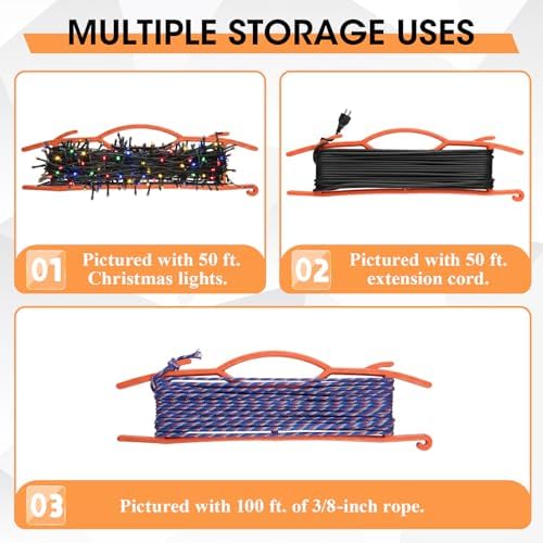 Ripeng 6 Pcs 15.7"extension Cord Storage, Xmas Light Organizer, Orange - Image 3