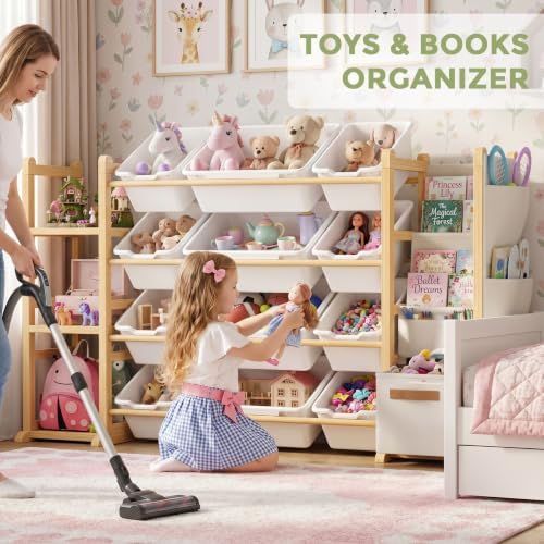 Toy Storage Organizer with 12 Bins and 3 Shelves, Kids Toy Organizer Shelf - Image 4