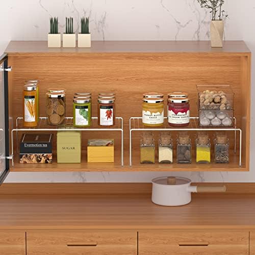 iPEGTOP Set of 2 Kitchen Cabinet Shelf Organizer, Medium (13 x 9.4 Inch) Bathroom Cabinet Organization Wire Shelf Rack, Rustproof Storage Space Saver Shelves for Countertops Pantries Utensils - Image 2