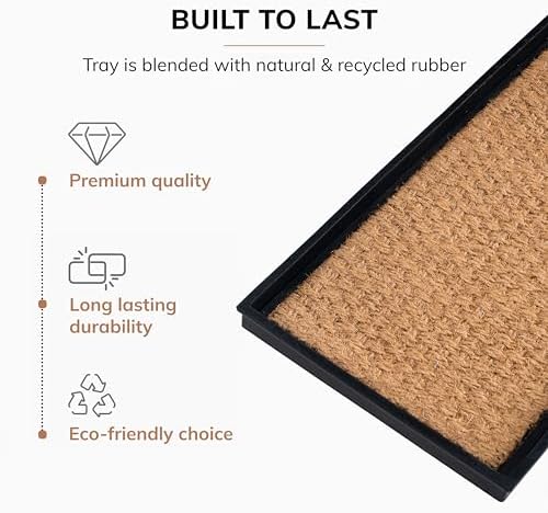 Anji Mountain Heavy Duty Waterproof Rubber Shoe Storage Mat Organizer/Boot Storage Multi Use for Entryway with Coir, Tan Insert, Fits 4 Pair (46.5" Wide) - Image 3