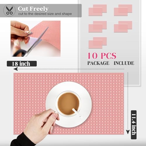 10Pcs Refrigerator Liners, Washable Fridge Liner Shelf Mats Refrigerator Pads for Cupboard Cabinet Drawer Home Kitchen Accessories Organization (Pink) - Image 2
