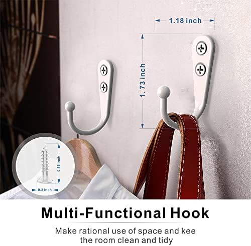 Zaybod 15 PCS Coat Hooks | Robe & Backpack Hooks with 30 Screws (White) - Image 4