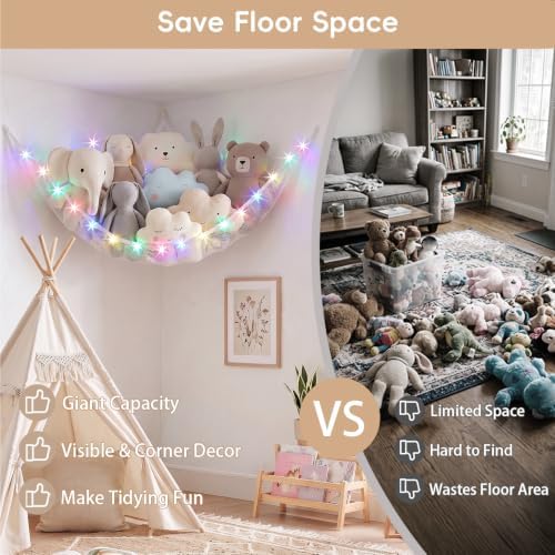 Stuffed Animals Hammock with Remote Control Toy Net Room Decor Storage - Image 5