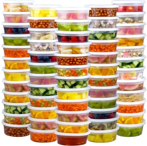 Dipoo 60 Sets (120-Piece) Deli Containers with Lids 8 oz by Dipoo